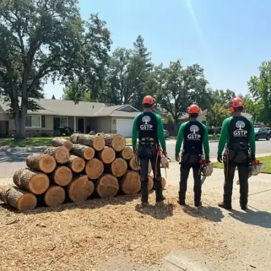 Freshly cut oak logs from a La Jolla tree removal